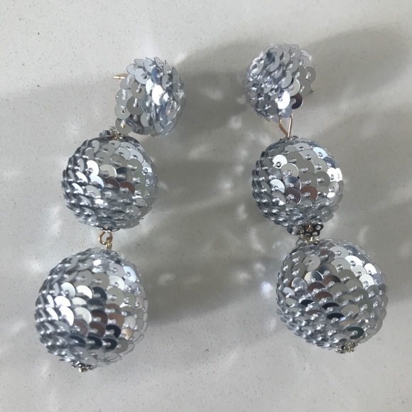 Silver Disco Ball Sequin Earrings